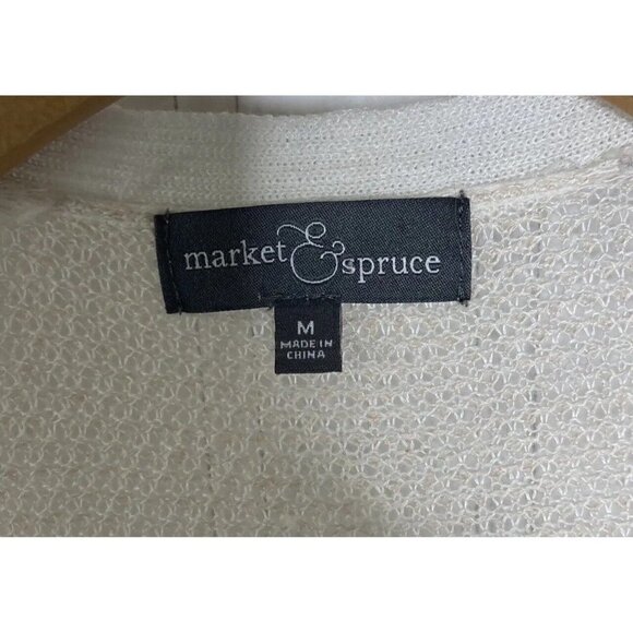 Market & Spruce Linen Blend Open Front Color Block Striped Cardigan Duster Top-M - Picture 5 of 10